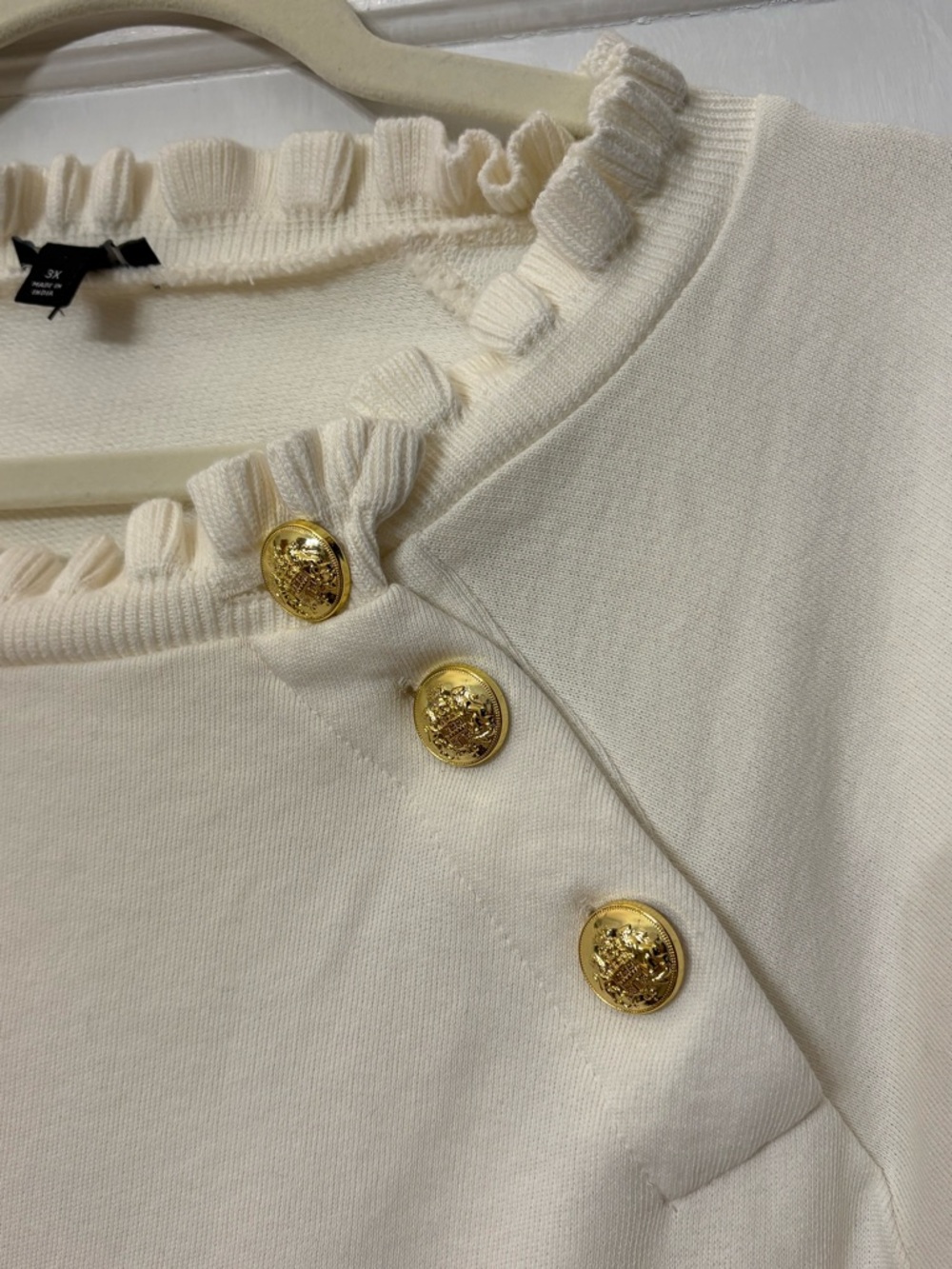 Talbots Plus Cream Ruffle-Neck Pullover - Picture 2 of 3